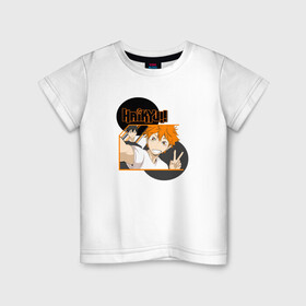 Детская футболка хлопок с принтом haikyuu , 100% хлопок | круглый вырез горловины, полуприлегающий силуэт, длина до линии бедер | anime. волейбол | haikyuu | аниме | тобио кагеяма | харуити фурудатэ | шоё хината