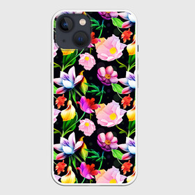 Чехол для iPhone 13 с принтом Разноцветие ,  |  | fashion | flower pattern | бабочки | девушкам | зелень | лепестки | лето | листья | маки | марта | нежные | паттерн | пионы | подарок | природа | растения | ромашки | тропики | тропические | узоры | цветочки