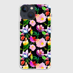 Чехол для iPhone 13 mini с принтом Разноцветие ,  |  | fashion | flower pattern | бабочки | девушкам | зелень | лепестки | лето | листья | маки | марта | нежные | паттерн | пионы | подарок | природа | растения | ромашки | тропики | тропические | узоры | цветочки