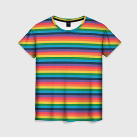 Женская футболка 3D с принтом Радужный флаг , 100% полиэфир ( синтетическое хлопкоподобное полотно) | прямой крой, круглый вырез горловины, длина до линии бедер | pride | rainbow | tiktok | мем | оля тыква | подсяду | прайд | привет | привет я подсяду | радуга | радужный флаг | тик ток | тикток | феминизм | феминитивы | я подсяду