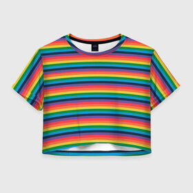 Женская футболка Crop-top 3D с принтом Радужный флаг , 100% полиэстер | круглая горловина, длина футболки до линии талии, рукава с отворотами | pride | rainbow | tiktok | мем | оля тыква | подсяду | прайд | привет | привет я подсяду | радуга | радужный флаг | тик ток | тикток | феминизм | феминитивы | я подсяду