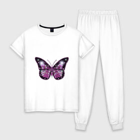 Женская пижама хлопок с принтом бабочка , 100% хлопок | брюки и футболка прямого кроя, без карманов, на брюках мягкая резинка на поясе и по низу штанин | бабочка | бабочка с распахнутыми крыльями | большая большая | большие крылья | крылья | лето | насекомое.