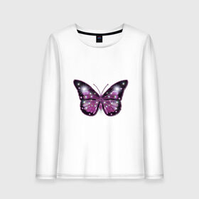 Женский лонгслив хлопок с принтом бабочка , 100% хлопок |  | бабочка | бабочка с распахнутыми крыльями | большая большая | большие крылья | крылья | лето | насекомое.