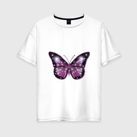 Женская футболка хлопок Oversize с принтом бабочка , 100% хлопок | свободный крой, круглый ворот, спущенный рукав, длина до линии бедер
 | бабочка | бабочка с распахнутыми крыльями | большая большая | большие крылья | крылья | лето | насекомое.