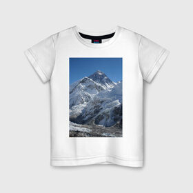 Детская футболка хлопок с принтом Эверест , 100% хлопок | круглый вырез горловины, полуприлегающий силуэт, длина до линии бедер | вершина | возвышеность | гора | холм | эверест