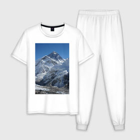 Мужская пижама хлопок с принтом Эверест , 100% хлопок | брюки и футболка прямого кроя, без карманов, на брюках мягкая резинка на поясе и по низу штанин
 | вершина | возвышеность | гора | холм | эверест
