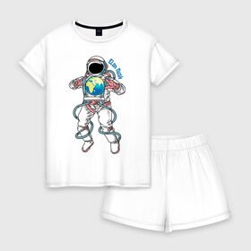 Женская пижама с шортиками хлопок с принтом Elon Musk , 100% хлопок | футболка прямого кроя, шорты свободные с широкой мягкой резинкой | astronaut | celebrity | cosmonaut | cosmos | genius | gloves | planet | space | spacesuit | гений | знаменитость | космонавт | космос | перчатки | планета | скафандр