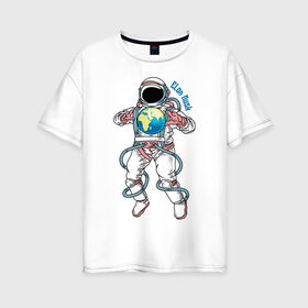 Женская футболка хлопок Oversize с принтом Elon Musk , 100% хлопок | свободный крой, круглый ворот, спущенный рукав, длина до линии бедер
 | astronaut | celebrity | cosmonaut | cosmos | genius | gloves | planet | space | spacesuit | гений | знаменитость | космонавт | космос | перчатки | планета | скафандр