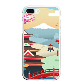 Чехол для iPhone 7Plus/8 Plus матовый с принтом Tokyo , Силикон | Область печати: задняя сторона чехла, без боковых панелей | Тематика изображения на принте: горы | остров | сакура | токио | япония