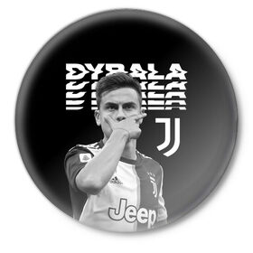 Значок с принтом Paulo Dybala ,  металл | круглая форма, металлическая застежка в виде булавки | Тематика изображения на принте: дибала | знаменитости | пауло дибала | футболист | ювентус