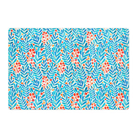Магнитный плакат 3Х2 с принтом Узор ягоды и листья , Полимерный материал с магнитным слоем | 6 деталей размером 9*9 см | акварельный | листья | патерн | повседневный | природа | узор | ягоды