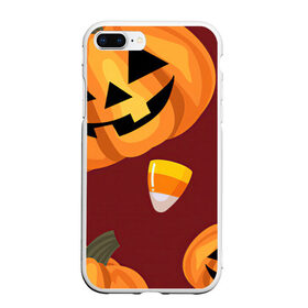 Чехол для iPhone 7Plus/8 Plus матовый с принтом Сладкие хэллоуин , Силикон | Область печати: задняя сторона чехла, без боковых панелей | Тематика изображения на принте: арт | бардовый | красный | оранжевый | рисунок | сладости | сладость | тыква | тыквы