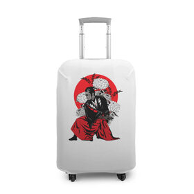 Чехол для чемодана 3D с принтом Япония , 86% полиэфир, 14% спандекс | двустороннее нанесение принта, прорези для ручек и колес | самурай | цветы | япония | японская иллюстрация | японский арт