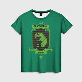 Женская футболка 3D с принтом Slytherin , 100% полиэфир ( синтетическое хлопкоподобное полотно) | прямой крой, круглый вырез горловины, длина до линии бедер | harry potter | slytherin | vdzabma | гарри поттер | слизерин