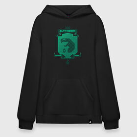 Худи SuperOversize хлопок с принтом Slytherin , 70% хлопок, 30% полиэстер, мягкий начес внутри | карман-кенгуру, эластичная резинка на манжетах и по нижней кромке, двухслойный капюшон
 | harry potter | slytherin | vdzabma | гарри поттер | слизерин