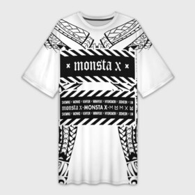 Платье-футболка 3D с принтом Monsta X ,  |  | dramarama | edm | hyungwon | idol | im | j pop | jooheon | k pop | kihyun | kpop | minhyuk | mv | shownu | the code | wonho | вонхо | монста х | хип хоп