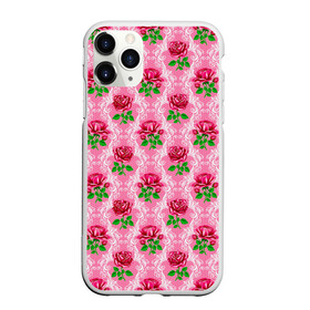 Чехол для iPhone 11 Pro Max матовый с принтом Декор из нежных роз , Силикон |  | fashion | flower pattern | girl | pink | roses | винтаж | винтажные | девушкам | зелень | лепестки | лето | листья | марта | нежные | пастельные | паттерн | пионы | подарок | природа | растения | ретро | роза | розы | узор