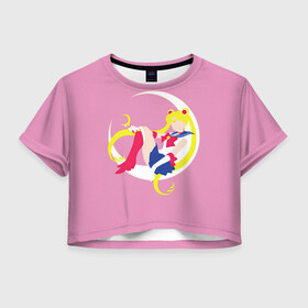Женская футболка Crop-top 3D с принтом Сейлор мун , 100% полиэстер | круглая горловина, длина футболки до линии талии, рукава с отворотами | арт | вектор | девушка | нео королева серенити | рисунок | сейлор мун | усаги цукино