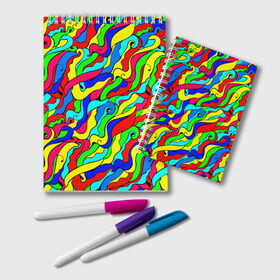 Блокнот с принтом Красочные узоры/абстракционизм , 100% бумага | 48 листов, плотность листов — 60 г/м2, плотность картонной обложки — 250 г/м2. Листы скреплены удобной пружинной спиралью. Цвет линий — светло-серый
 | Тематика изображения на принте: abstract | art | neon | pattern | аниме | анимешные | арт | брызги | ван гог | волны | восточный | змеи | искусство | картина | кислотный | краска | краски | море | мысли | неоновые | радуга | радужные | разноцветные