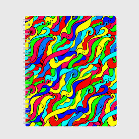 Тетрадь с принтом Красочные узоры/абстракционизм , 100% бумага | 48 листов, плотность листов — 60 г/м2, плотность картонной обложки — 250 г/м2. Листы скреплены сбоку удобной пружинной спиралью. Уголки страниц и обложки скругленные. Цвет линий — светло-серый
 | Тематика изображения на принте: abstract | art | neon | pattern | аниме | анимешные | арт | брызги | ван гог | волны | восточный | змеи | искусство | картина | кислотный | краска | краски | море | мысли | неоновые | радуга | радужные | разноцветные