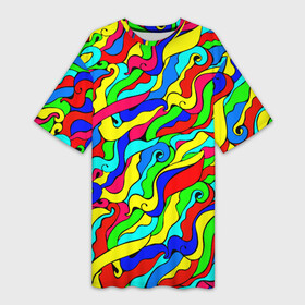 Платье-футболка 3D с принтом Красочные узоры абстракционизм ,  |  | abstract | art | neon | pattern | аниме | анимешные | арт | брызги | ван гог | волны | восточный | змеи | искусство | картина | кислотный | краска | краски | море | мысли | неоновые | радуга | радужные | разноцветные