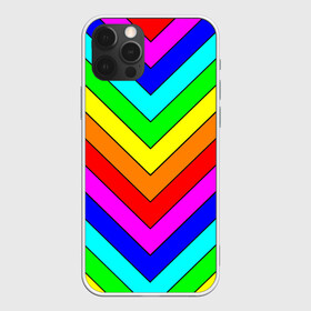 Чехол для iPhone 12 Pro с принтом Rainbow Stripes , силикон | область печати: задняя сторона чехла, без боковых панелей | Тематика изображения на принте: geometry | gradient | neon | геометрические | градиент | детям | кислота | кислотный | конус | красочный | линии | неоновые | пирамида | полоска | полосы | радуга | радужный | разноцветные | сочный | треугольники