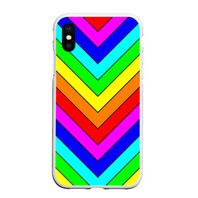 Чехол для iPhone XS Max матовый с принтом Rainbow Stripes , Силикон | Область печати: задняя сторона чехла, без боковых панелей | geometry | gradient | neon | геометрические | градиент | детям | кислота | кислотный | конус | красочный | линии | неоновые | пирамида | полоска | полосы | радуга | радужный | разноцветные | сочный | треугольники
