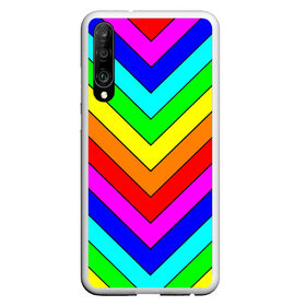 Чехол для Honor P30 с принтом Rainbow Stripes , Силикон | Область печати: задняя сторона чехла, без боковых панелей | geometry | gradient | neon | геометрические | градиент | детям | кислота | кислотный | конус | красочный | линии | неоновые | пирамида | полоска | полосы | радуга | радужный | разноцветные | сочный | треугольники