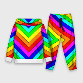 Детский костюм 3D (с толстовкой) с принтом Rainbow Stripes ,  |  | geometry | gradient | neon | геометрические | градиент | детям | кислота | кислотный | конус | красочный | линии | неоновые | пирамида | полоска | полосы | радуга | радужный | разноцветные | сочный | треугольники