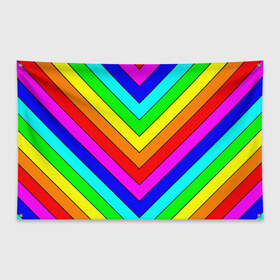 Флаг-баннер с принтом Rainbow Stripes , 100% полиэстер | размер 67 х 109 см, плотность ткани — 95 г/м2; по краям флага есть четыре люверса для крепления | geometry | gradient | neon | геометрические | градиент | детям | кислота | кислотный | конус | красочный | линии | неоновые | пирамида | полоска | полосы | радуга | радужный | разноцветные | сочный | треугольники