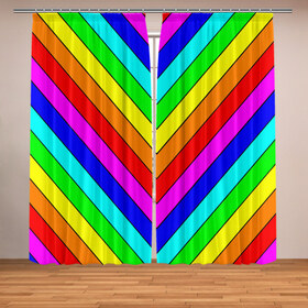 Фотошторы с принтом Rainbow Stripes , Блэкаут (светозащита 90%) / Габардин (светозащита 40% | 2 полотна шириной по 145 см; Высота 200-300 см; Крепление: шторная лента (на крючки); | geometry | gradient | neon | геометрические | градиент | детям | кислота | кислотный | конус | красочный | линии | неоновые | пирамида | полоска | полосы | радуга | радужный | разноцветные | сочный | треугольники