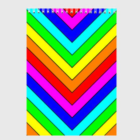 Скетчбук с принтом Rainbow Stripes , 100% бумага
 | 48 листов, плотность листов — 100 г/м2, плотность картонной обложки — 250 г/м2. Листы скреплены сверху удобной пружинной спиралью | Тематика изображения на принте: geometry | gradient | neon | геометрические | градиент | детям | кислота | кислотный | конус | красочный | линии | неоновые | пирамида | полоска | полосы | радуга | радужный | разноцветные | сочный | треугольники