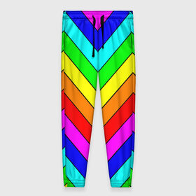 Женские брюки 3D с принтом Rainbow Stripes , полиэстер 100% | прямой крой, два кармана без застежек по бокам, с мягкой трикотажной резинкой на поясе и по низу штанин. В поясе для дополнительного комфорта — широкие завязки | Тематика изображения на принте: geometry | gradient | neon | геометрические | градиент | детям | кислота | кислотный | конус | красочный | линии | неоновые | пирамида | полоска | полосы | радуга | радужный | разноцветные | сочный | треугольники