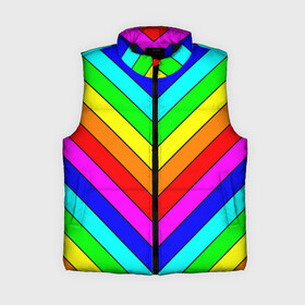 Женский жилет утепленный 3D с принтом Rainbow Stripes ,  |  | geometry | gradient | neon | геометрические | градиент | детям | кислота | кислотный | конус | красочный | линии | неоновые | пирамида | полоска | полосы | радуга | радужный | разноцветные | сочный | треугольники