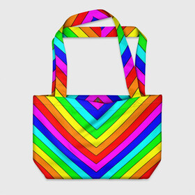 Пляжная сумка 3D с принтом Rainbow Stripes , 100% полиэстер | застегивается на металлическую кнопку; внутренний карман застегивается на молнию. Стенки укреплены специальным мягким материалом, чтобы защитить содержимое от несильных ударов
 | geometry | gradient | neon | геометрические | градиент | детям | кислота | кислотный | конус | красочный | линии | неоновые | пирамида | полоска | полосы | радуга | радужный | разноцветные | сочный | треугольники
