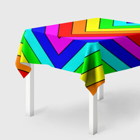 Скатерть 3D с принтом Rainbow Stripes , 100% полиэстер (ткань не мнется и не растягивается) | Размер: 150*150 см | geometry | gradient | neon | геометрические | градиент | детям | кислота | кислотный | конус | красочный | линии | неоновые | пирамида | полоска | полосы | радуга | радужный | разноцветные | сочный | треугольники