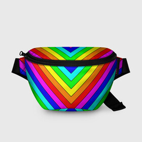 Поясная сумка 3D с принтом Rainbow Stripes , 100% полиэстер | плотная ткань, ремень с регулируемой длиной, внутри несколько карманов для мелочей, основное отделение и карман с обратной стороны сумки застегиваются на молнию | geometry | gradient | neon | геометрические | градиент | детям | кислота | кислотный | конус | красочный | линии | неоновые | пирамида | полоска | полосы | радуга | радужный | разноцветные | сочный | треугольники