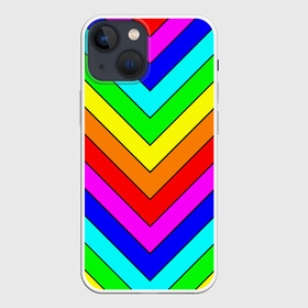 Чехол для iPhone 13 mini с принтом Rainbow Stripes ,  |  | geometry | gradient | neon | геометрические | градиент | детям | кислота | кислотный | конус | красочный | линии | неоновые | пирамида | полоска | полосы | радуга | радужный | разноцветные | сочный | треугольники