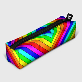 Пенал 3D с принтом Rainbow Stripes , 100% полиэстер | плотная ткань, застежка на молнии | Тематика изображения на принте: geometry | gradient | neon | геометрические | градиент | детям | кислота | кислотный | конус | красочный | линии | неоновые | пирамида | полоска | полосы | радуга | радужный | разноцветные | сочный | треугольники