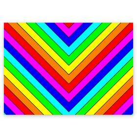 Поздравительная открытка с принтом Rainbow Stripes , 100% бумага | плотность бумаги 280 г/м2, матовая, на обратной стороне линовка и место для марки
 | Тематика изображения на принте: geometry | gradient | neon | геометрические | градиент | детям | кислота | кислотный | конус | красочный | линии | неоновые | пирамида | полоска | полосы | радуга | радужный | разноцветные | сочный | треугольники