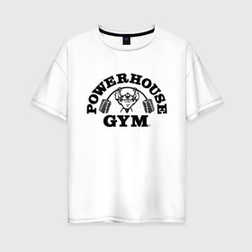 Женская футболка хлопок Oversize с принтом GYM , 100% хлопок | свободный крой, круглый ворот, спущенный рукав, длина до линии бедер
 | гантели | зож | спорт | штанга