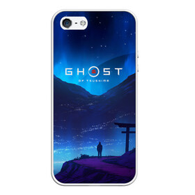 Чехол для iPhone 5/5S матовый с принтом Ghost of Tsushima , Силикон | Область печати: задняя сторона чехла, без боковых панелей | ghost of tsushima | горы | игра | природа | рисунок | япония