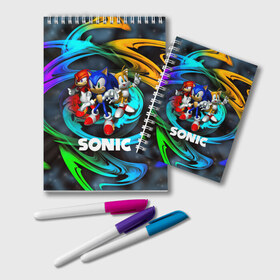 Блокнот с принтом SONIC TRIO , 100% бумага | 48 листов, плотность листов — 60 г/м2, плотность картонной обложки — 250 г/м2. Листы скреплены удобной пружинной спиралью. Цвет линий — светло-серый
 | hedgehog | metal sonic | silver | silver the hedgehog | sonic | sonic boom | sonic the hedgehog | ёж сонник | игры | соник | фильмы