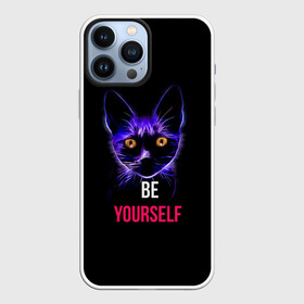 Чехол для iPhone 13 Pro Max с принтом Кот ,  |  | Тематика изображения на принте: be yourself | cat | будь собой | кот | котик | кошечка | питомец | чёрный кот