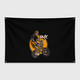 Флаг-баннер с принтом BMX , 100% полиэстер | размер 67 х 109 см, плотность ткани — 95 г/м2; по краям флага есть четыре люверса для крепления | bicycle | bmx | skull | sport | x games | велик | велосипед | велоспорт | скелет | череп | экстремальный спорт
