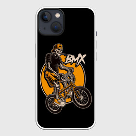 Чехол для iPhone 13 с принтом BMX ,  |  | bicycle | bmx | skull | sport | x games | велик | велосипед | велоспорт | скелет | череп | экстремальный спорт