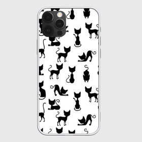 Чехол для iPhone 12 Pro Max с принтом КОШКИ ЧЕРНОЕ НА БЕЛОМ , Силикон |  | Тематика изображения на принте: cat | pussy | домашние | кис кис | коты | котэ | кошки | лапки | мяу | паттерн | усы | хвост | черно белое