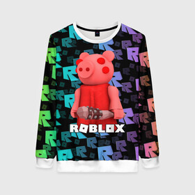 Женский свитшот 3D с принтом ROBLOX PIGGY - СВИНКА ПИГГИ , 100% полиэстер с мягким внутренним слоем | круглый вырез горловины, мягкая резинка на манжетах и поясе, свободная посадка по фигуре | pig | piggy | roblox | игра | компьютерная игра | логотип | онлайн | онлайн игра | пигги | поросенок | роблакс | роблокс | свинка | свинья