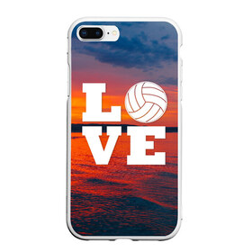 Чехол для iPhone 7Plus/8 Plus матовый с принтом LOVE Volleyball , Силикон | Область печати: задняя сторона чехла, без боковых панелей | beach | i love | live | love | voleybal | volleyball | волебол | волейбол | волейболист | волейболистка | воллейбол | пляжный | я люблю