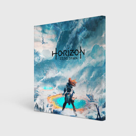 Холст квадратный с принтом Horizon Zero Dawn  , 100% ПВХ |  | aloy | antasy girl | art | artwork | digital art | fantasy | horizon | horizon: zero dawn | landscape | tallneck | warrior fantasy | weapon | zero dawn